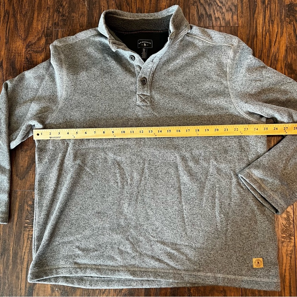 G.H. Bass & Co. Gray‎ Quarter Button Sherpa-Lined Collar Sweater, XXL / TTG - Picture 3 of 6